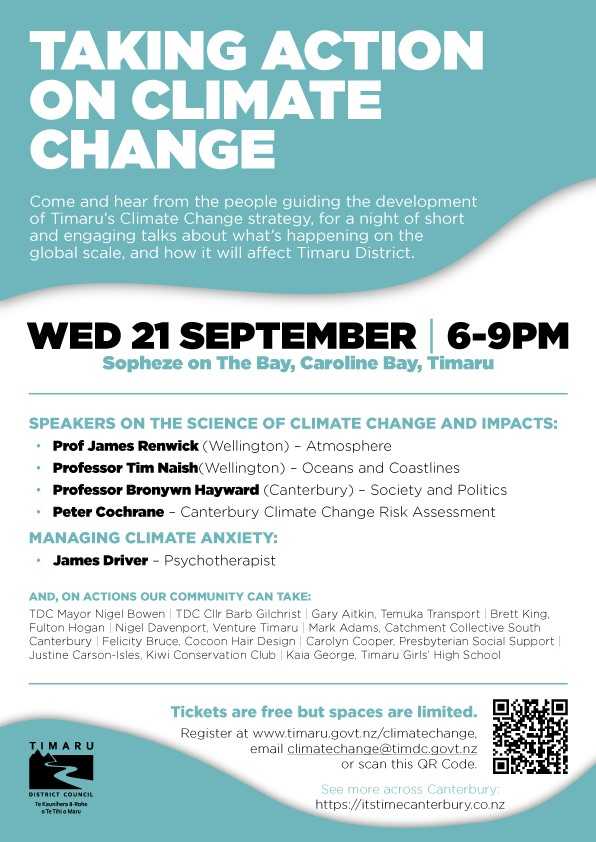 Poster advertising Climate Change Event on 21 September from 6PM