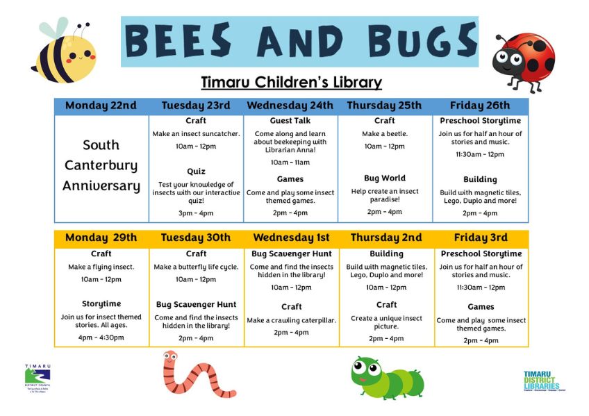 timaru library spring holidays calander