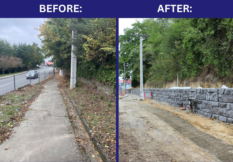 Before and current retaining wall