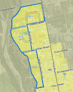 Map of Temuka Northwest -Cass St to Oxford Crossing Road